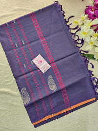 Dual Shade Orange with Dark Violet Pallu Handwoven Chinnalampattu Saree