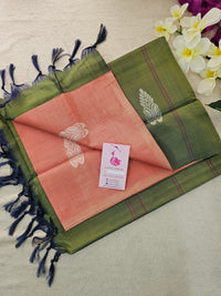 Pastel Pink with Green Pallu Handwoven Chinnalampattu Saree