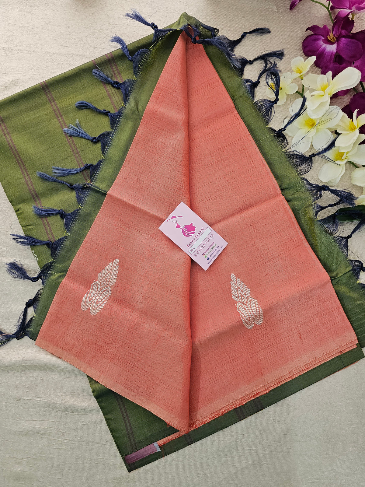 Pastel Pink with Green Pallu Handwoven Chinnalampattu Saree