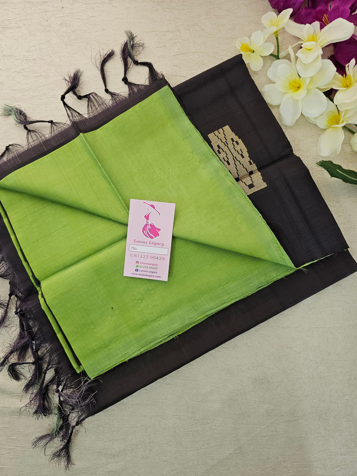 Green with Brown Pallu Handwoven Chinnalampattu Saree