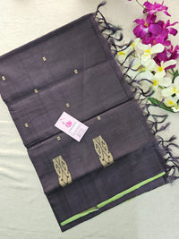 Green with Brown Pallu Handwoven Chinnalampattu Saree