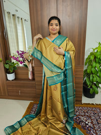 Semi Gadwal Silk Sarees with Digital Prints - Dual Shade Green cum Green with Sea Green