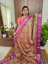 Semi Gadwal Silk Sarees with Digital Prints - Onion Pink with Purple