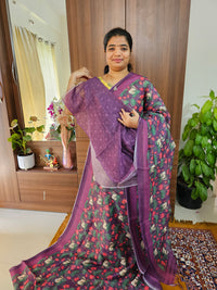 Semi Chanderi Saree - Purple