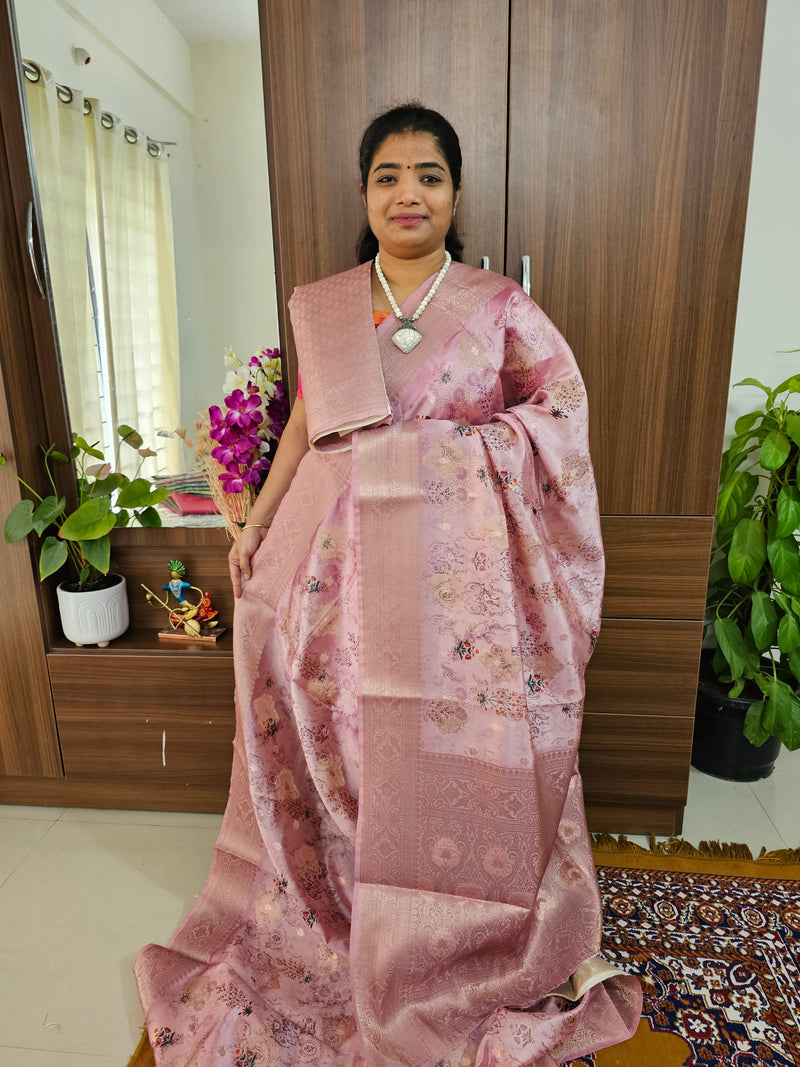 Banarasi Satin Silk Sarees - Pink