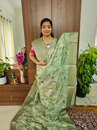 Banarasi Satin Silk Sarees - Olive Green