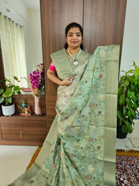 Banarasi Satin Silk Sarees - Olive Green