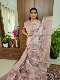 Banarasi Satin Silk Sarees - Pastel Pink