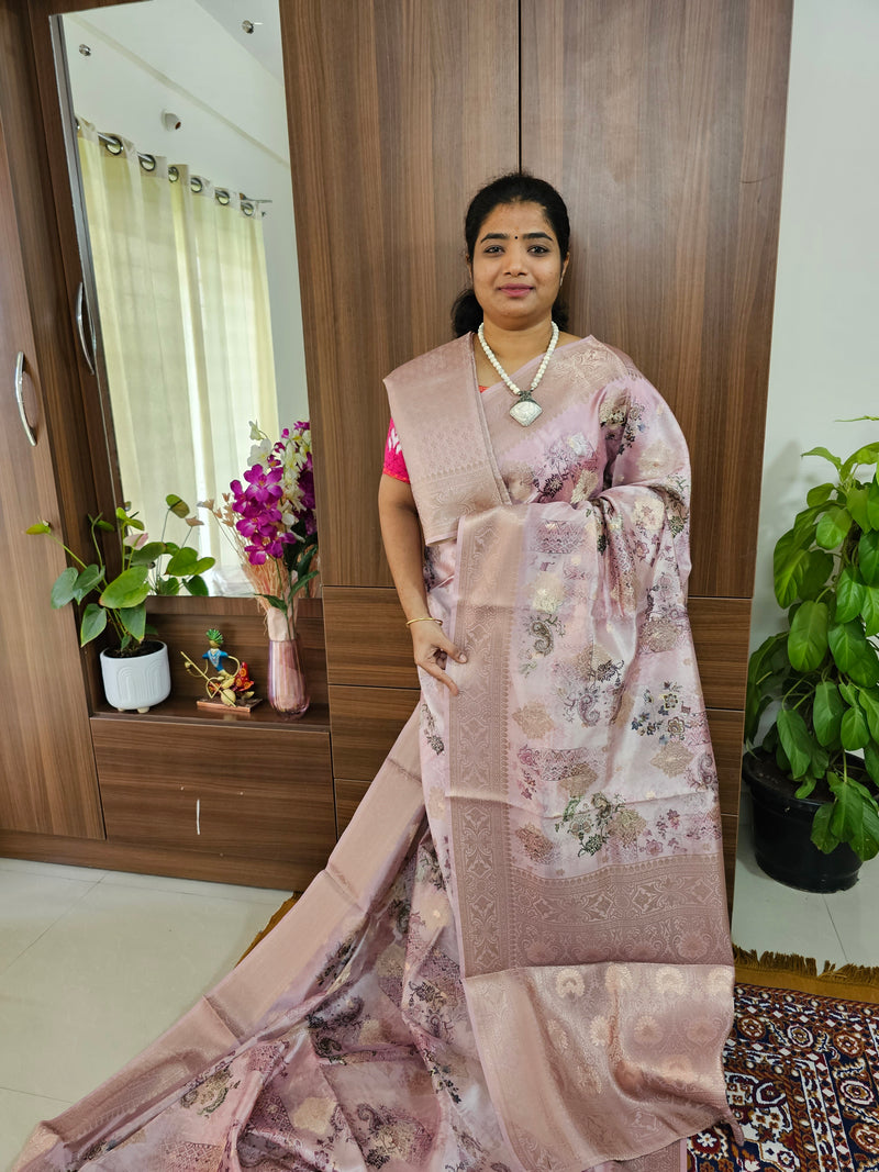 Banarasi Satin Silk Sarees - Pastel Pink