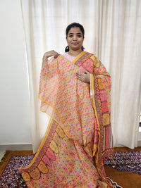 Semi Chanderi Saree with Kantha Embroidery Work - Multi Shade Yellow