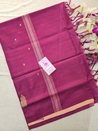 Cream with Purple Pallu Handwoven Chinnalampattu Saree