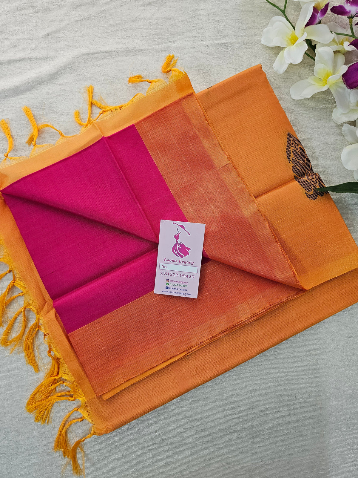 Pink with Mustrd Yellow Pallu Handwoven Chinnalampattu Saree