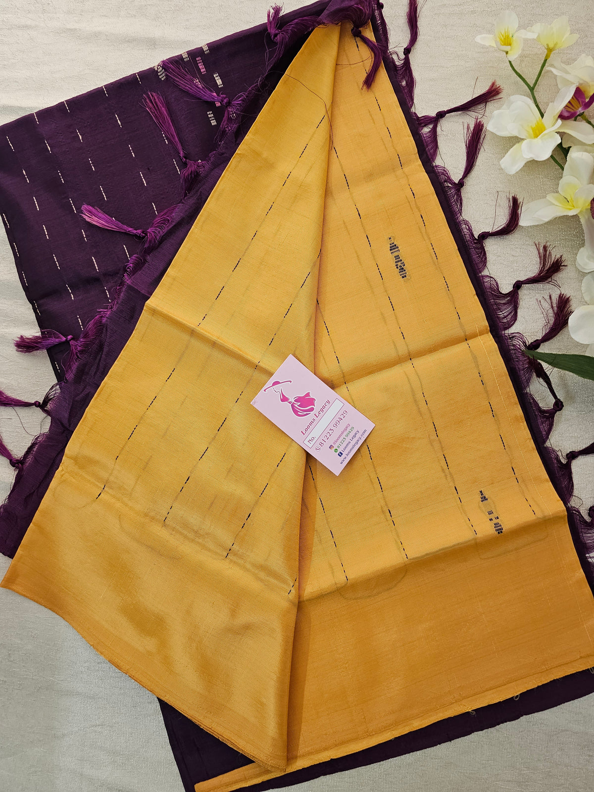 Sandal with Purple  Pallu Handwoven Chinnalampattu Saree