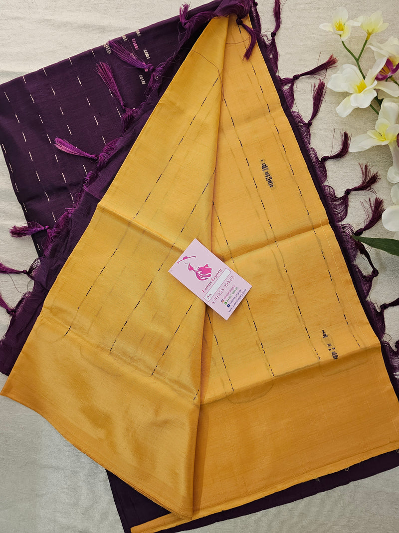 Sandal with Purple Pallu Handwoven Chinnalampattu Saree