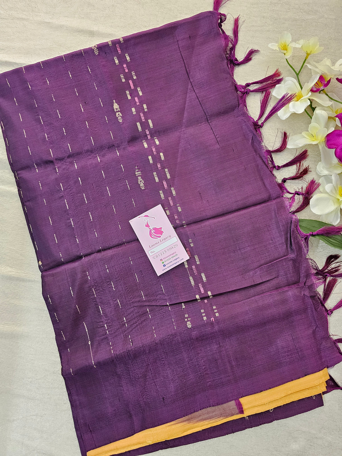 Sandal with Purple  Pallu Handwoven Chinnalampattu Saree