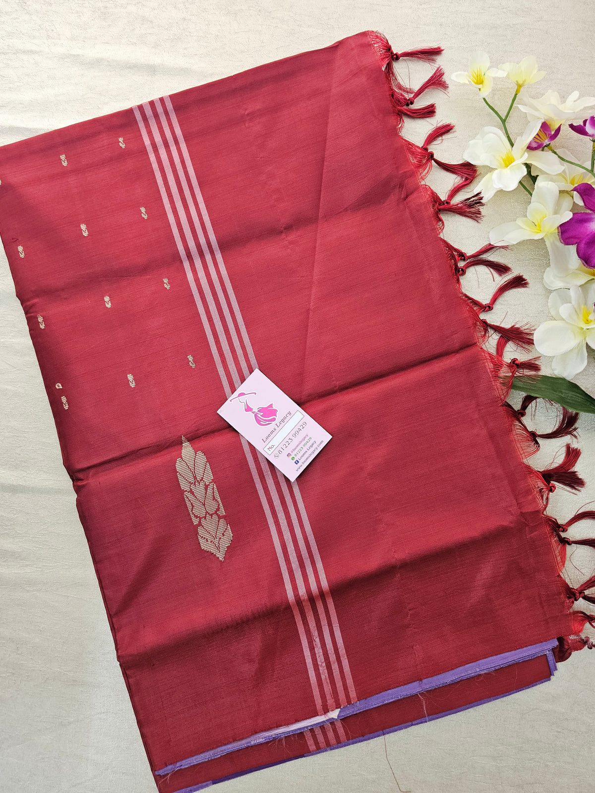 Lavender with Maroon Pallu Handwoven Chinnalampattu Saree