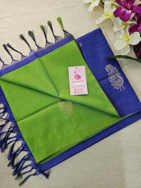 Green with Blue Pallu Handwoven Chinnalampattu Saree