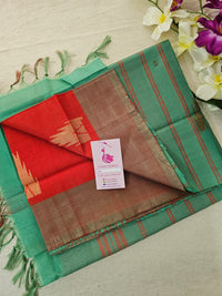 Red with Sea Green Pallu Handwoven Chinnalampattu Saree