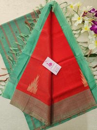 Red with Sea Green Pallu Handwoven Chinnalampattu Saree