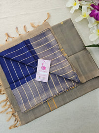 Blue with Beige Stripes Pallu Handwoven Chinnalampattu Saree