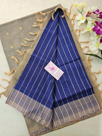 Blue with Beige Stripes Pallu Handwoven Chinnalampattu Saree