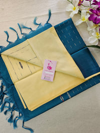 Cream with Peacock Blue  Pallu Handwoven Chinnalampattu Saree
