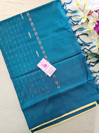 Cream with Peacock Blue  Pallu Handwoven Chinnalampattu Saree