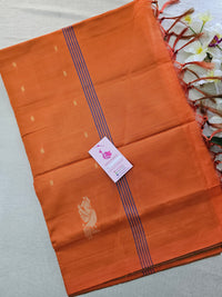 Dark Green with Orange Pallu Handwoven Chinnalampattu Saree