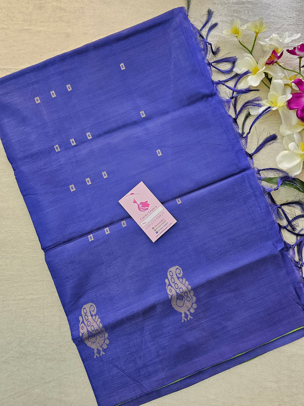 Green with Violet Pallu Handwoven Chinnalampattu Saree