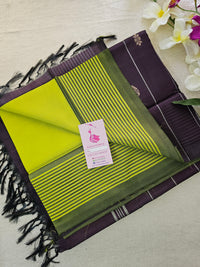 Green with Dark Purple  Pallu Handwoven Chinnalampattu Saree