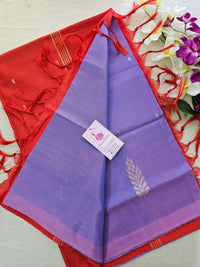 Dual Shade Lavender with Red Pallu Handwoven Chinnalampattu Saree