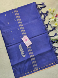 Cream with Blue Pallu Handwoven Chinnalampattu Saree