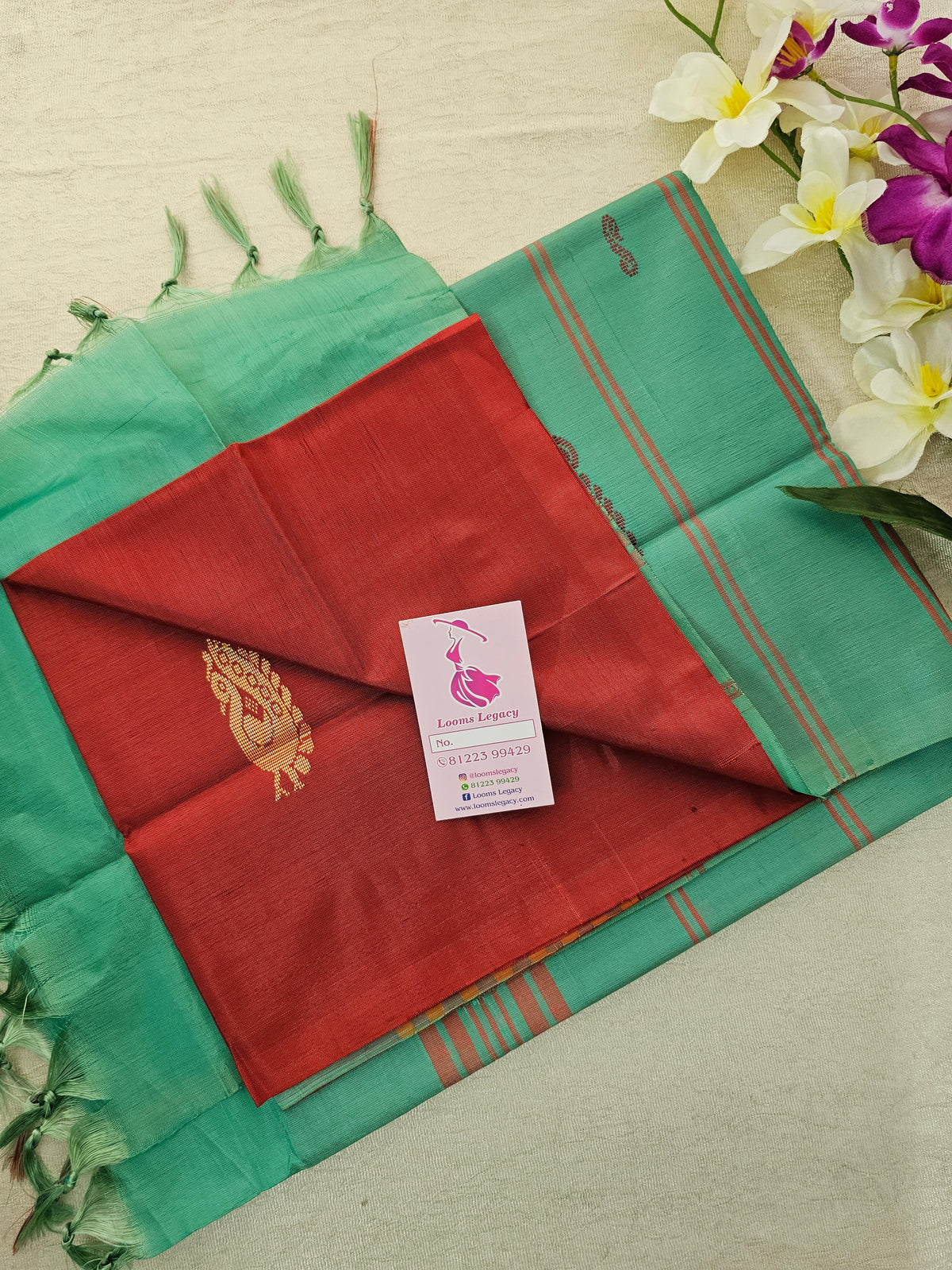 Maroon with Sea Green Pallu Handwoven Chinnalampattu Saree