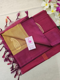 Dual Shade Mustard Yellow with Maroon  Pallu Handwoven Chinnalampattu Saree