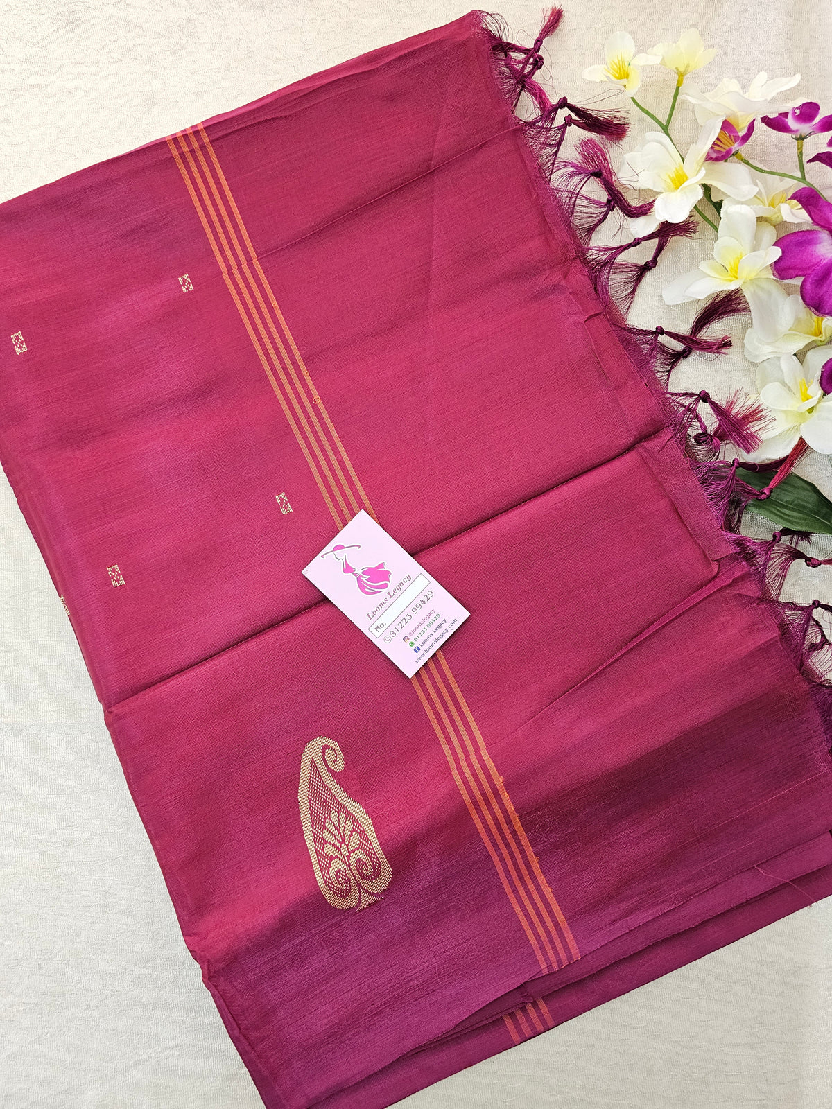 Dual Shade Mustard Yellow with Maroon  Pallu Handwoven Chinnalampattu Saree