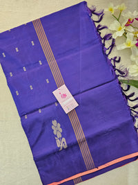 Peachish Pink with Blue  Pallu Handwoven Chinnalampattu Saree