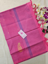 Peacock Blue with Pink Pallu Handwoven Chinnalampattu Saree