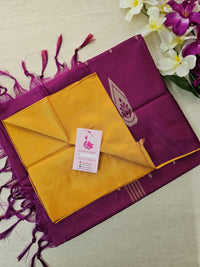 Mustard Yellow with Purple Pallu Handwoven Chinnalampattu Saree