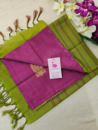 Magenta Pink with Green Pallu Handwoven Chinnalampattu Saree