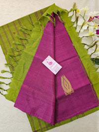 Magenta Pink with Green Pallu Handwoven Chinnalampattu Saree