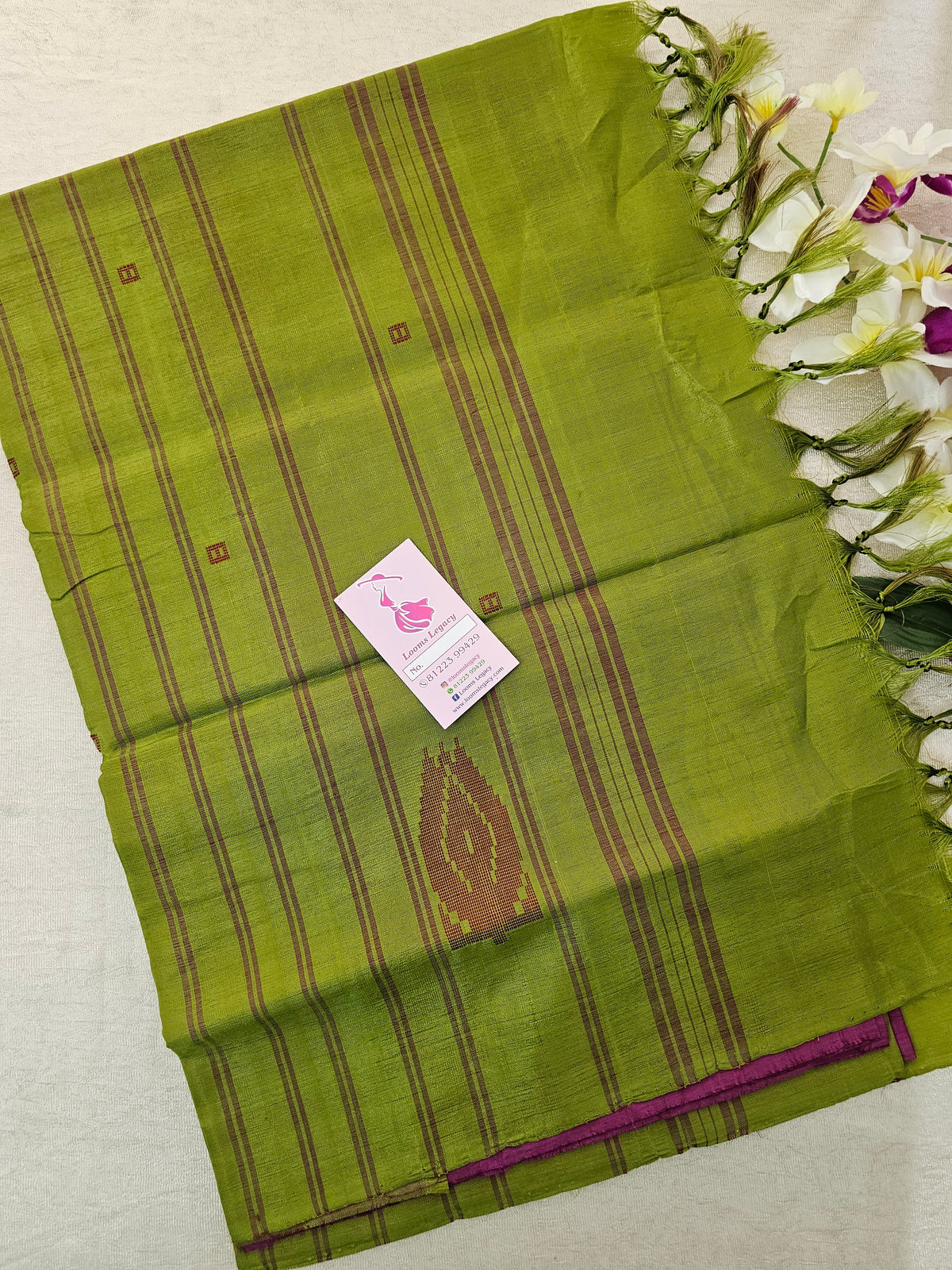 Magenta Pink with Green Pallu Handwoven Chinnalampattu Saree