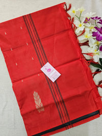 Black with Red Pallu Handwoven Chinnalampattu Saree