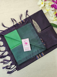 Dark Green with Dark Purple Pallu Handwoven Chinnalampattu Saree