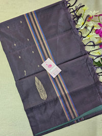 Dark Green with Dark Purple Pallu Handwoven Chinnalampattu Saree