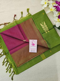 Magenta with Green Pallu Handwoven Chinnalampattu Saree