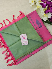 Pastel Green with Bottle Green Pallu Handwoven Chinnalampattu Saree