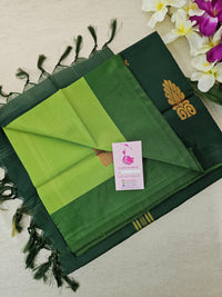 Green with Bottle Green Pallu Handwoven Chinnalampattu Saree