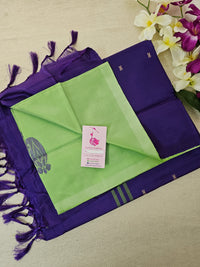 Pastel Green with Violet Pallu Handwoven Chinnalampattu Saree