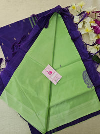 Pastel Green with Violet Pallu Handwoven Chinnalampattu Saree