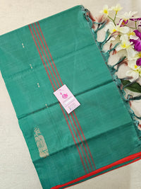 Red with Sea Green Pallu Handwoven Chinnalampattu Saree